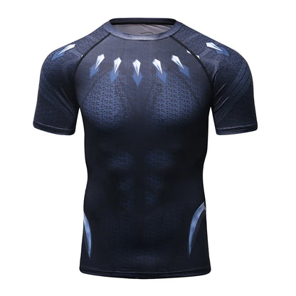 Ropa deportiva Marvel, camiseta de compresión de manga corta para hombre, para entrenamiento, deportes atléticos, fitness, gimnasio, running.