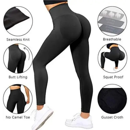 Pantalones deportivos de gimnasio sin costuras para mujer, tejidos de punto, cintura alta y ajustados a la cadera, con efecto push-up en los glúteos, color melocotón, para yoga, 2023.