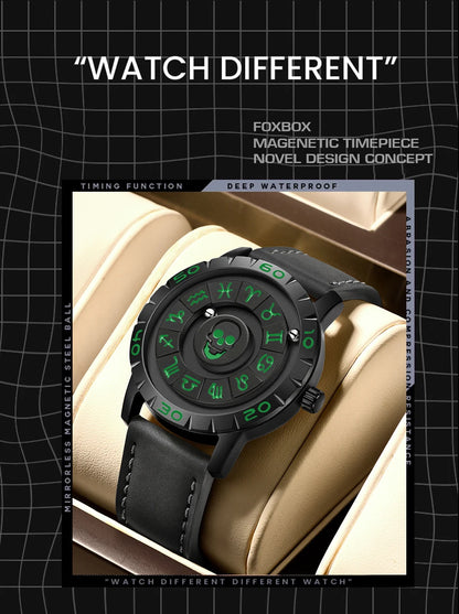 Nuevo reloj de lujo para hombre de la marca original FOXBOX, a la moda, con calavera, puntero deslizante, fuerza magnética, impermeable, de cuarzo.