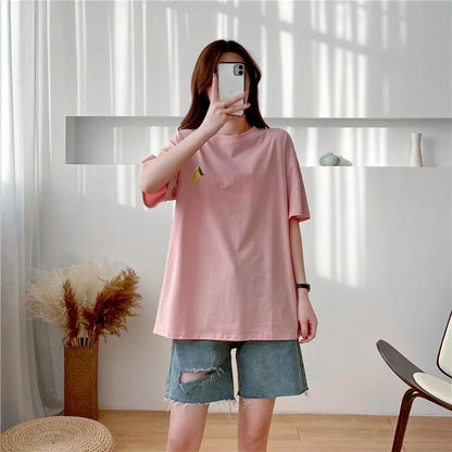 Camiseta de maternidad para lactancia, 98 % algodón, para embarazadas, verano