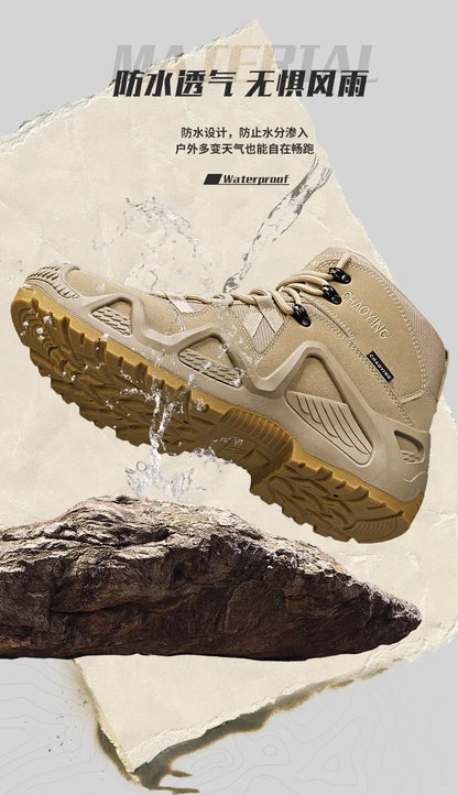 Botas tácticas para hombre con correas para entrenamiento de combate, impermeables, transpirables, ideales para senderismo y uso multifuncional en motocicleta.