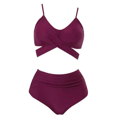 Summer Swimsuit  Stylish Cross Bandage Bra Panties Bikini Set  Breathable Bikini Set