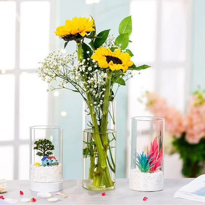 Jarrón alto transparente para centros de mesa, candelabros de vidrio para velas de pilar o flotantes, jarrones redondos para aniversario de bodas