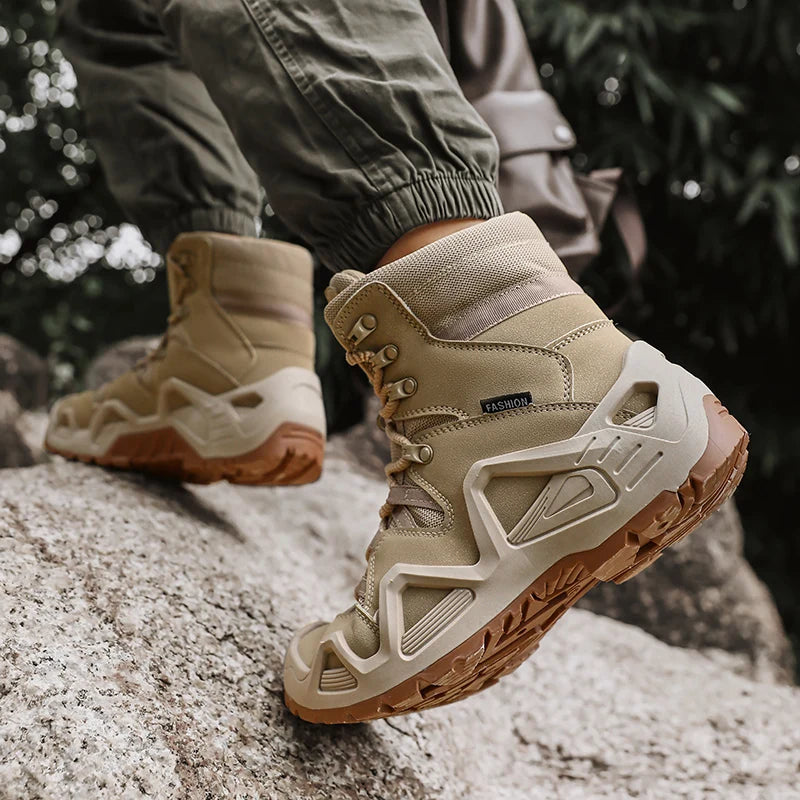 Botas tácticas para hombre con correas para entrenamiento de combate, impermeables, transpirables, ideales para senderismo y uso multifuncional en motocicleta.