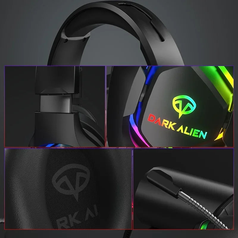 Auriculares para juegos EKSA E1000 con sonido envolvente RGB 7.1 para PC, PS4 y PS5, con cable USB y micrófono con cancelación de ruido.