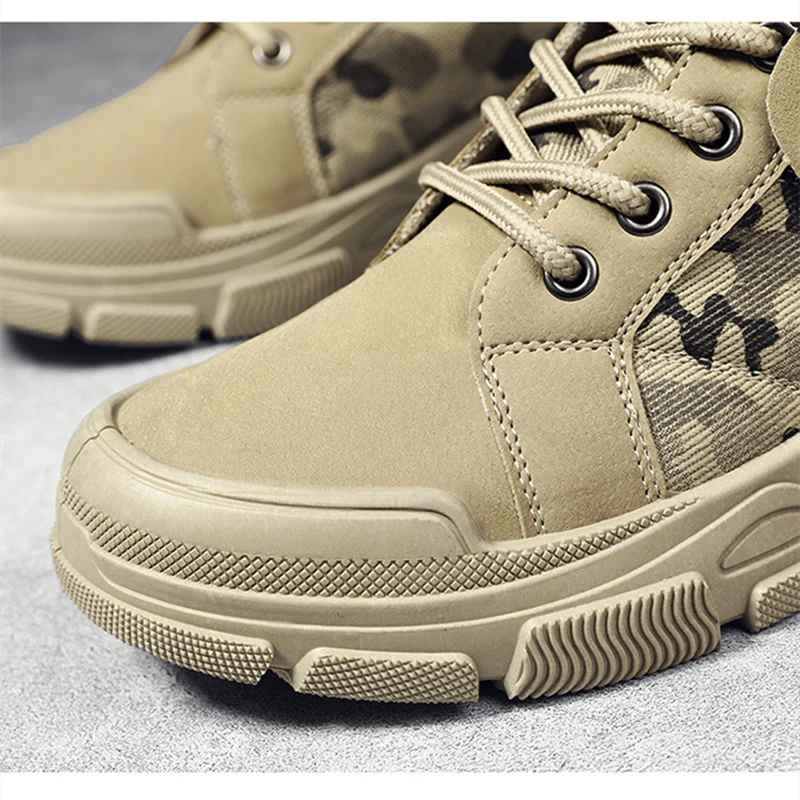 Botas militares para hombre y mujer, camuflaje, caqui, negro, caña alta, antideslizantes, tácticas, para mecánico, trabajo, escalada, zapatillas deportivas.