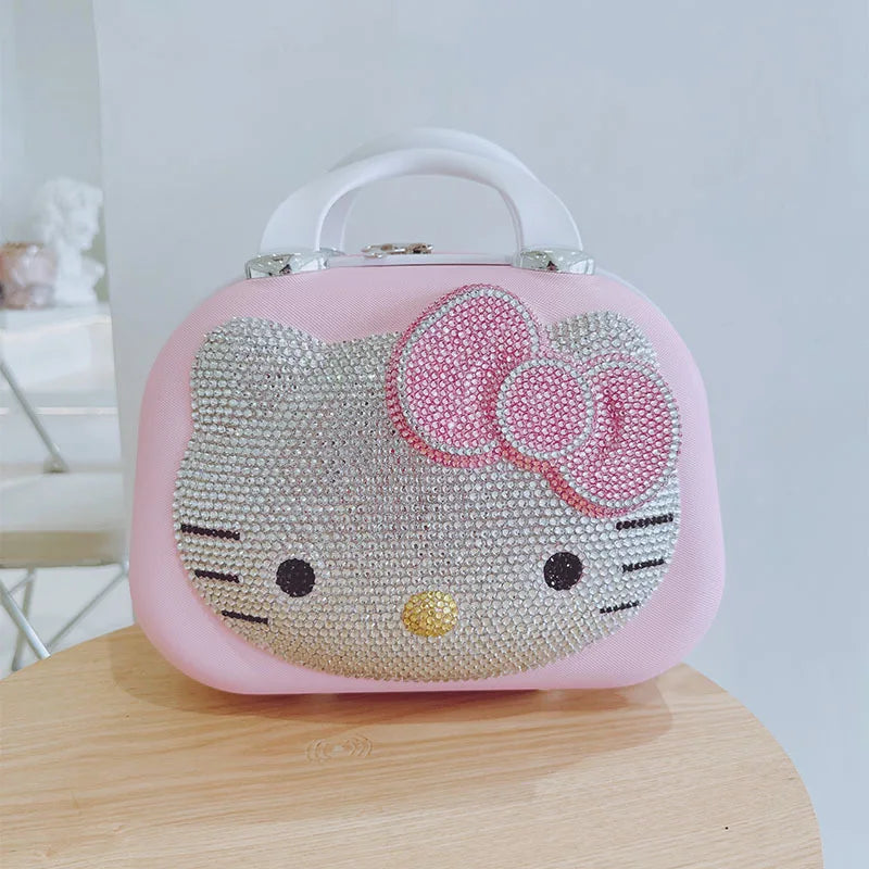 Maleta original de Hello Kitty con dibujos animados, estuche de viaje para cosméticos, gran capacidad, multifuncional, sencilla, con cerradura, bonitos regalos hechos a mano.