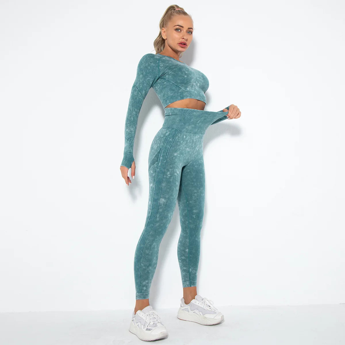 Conjunto de gimnasio con top corto sin costuras para mujer, conjunto de entrenamiento de yoga, ropa deportiva, leggings push up, chándal