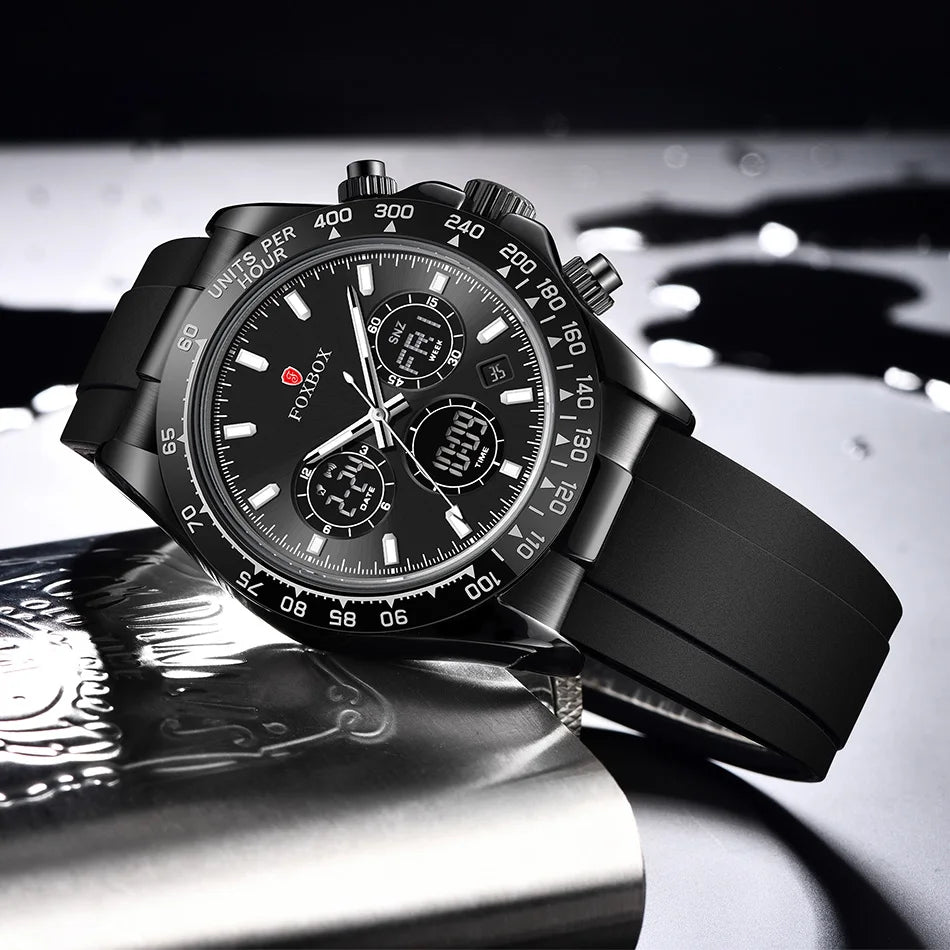 LIGE Reloj de moda para hombre, deportivo militar, con doble pantalla, calendario, relojes de cuarzo, LED luminosos, resistente al agua, cronógrafo, relojes para hombre