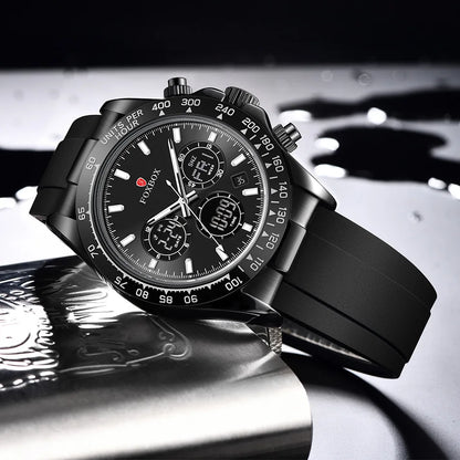 LIGE Reloj de moda para hombre, deportivo militar, con doble pantalla, calendario, relojes de cuarzo, LED luminosos, resistente al agua, cronógrafo, relojes para hombre