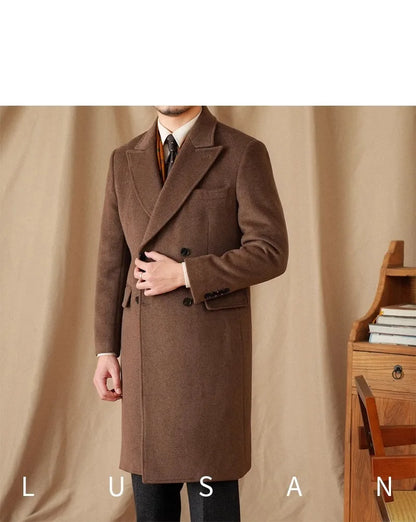 Abrigo Chester de lana 50% para hombre - 800 g. Chaqueta de campo retro cruzada de otoño/invierno.