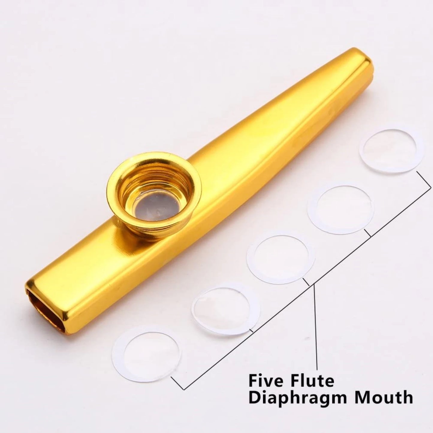 Kazoo metálico premium Miwayer | 5 diafragmas reemplazables y diseño portátil | Resonancia de calidad de estudio con elegante estuche de regalo