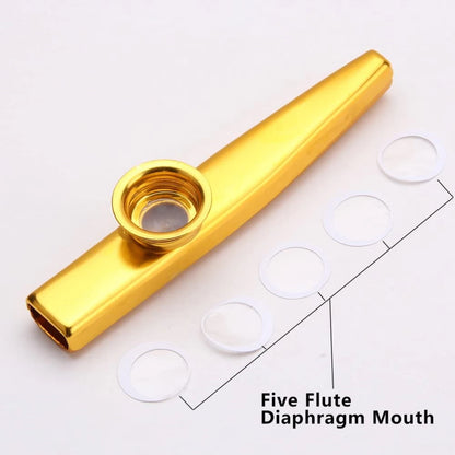 Kazoo metálico premium Miwayer | 5 diafragmas reemplazables y diseño portátil | Resonancia de calidad de estudio con elegante estuche de regalo