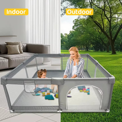 Parque infantil IMBABY gris, valla de actividades para bebés, parque infantil grande, actividades de seguridad para bebés, parque de juegos para niños