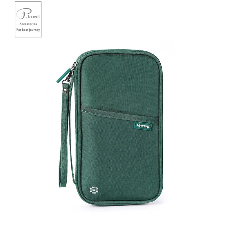 Cartera organizadora para pasaporte de viaje con tarjetero, estuche para documentos, bandolera familiar, bolsa para guardar billetes y efectivo para viajes al extranjero.