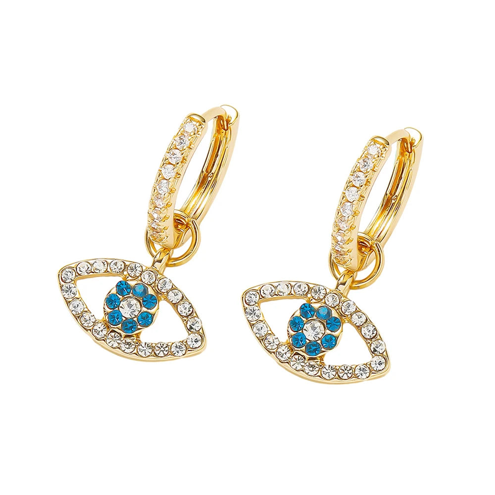 Pendientes de gota de ojo de demonio de cristal de moda euroamericana, joyería mística de ojo azul para mujer
