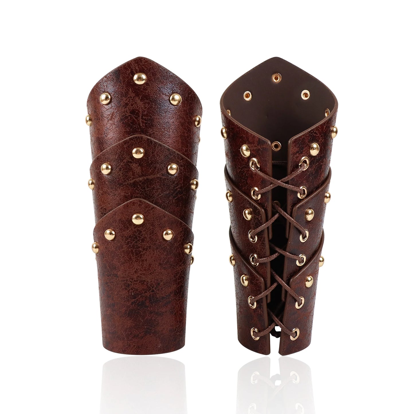 Armadura medieval de cuero sintético para hombre, calentadores de brazos con cordones, guantelete de caballero pirata vikingo, brazalete, accesorios steampunk