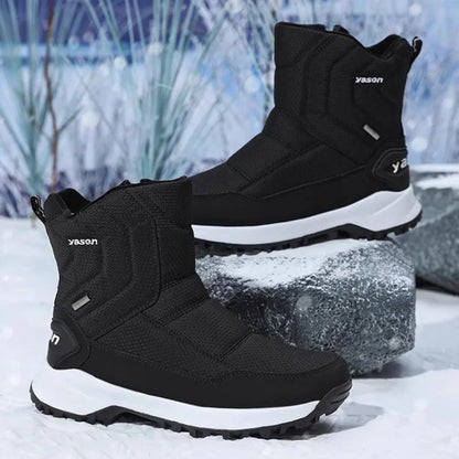 Botas de invierno para hombre 2025, botas de nieve para exteriores, cálidas, de felpa, gruesas, impermeables, antideslizantes, hasta media pantorrilla, zapatos de invierno para hombre