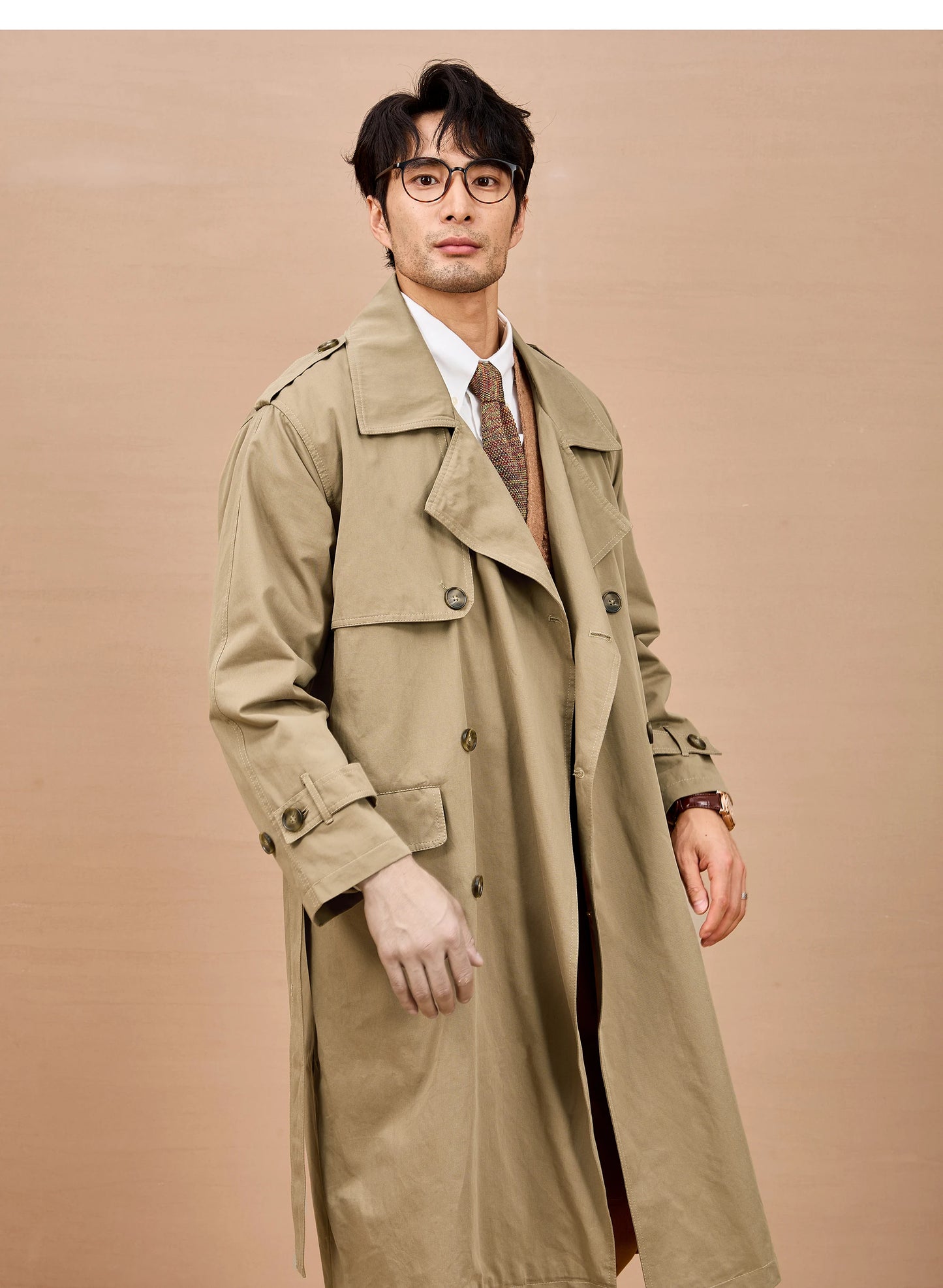 Gabardina larga negra y caqui de Mauroicardi para hombre, primavera/otoño, con hombreras, doble botonadura, estilo británico elegante, moda 2025