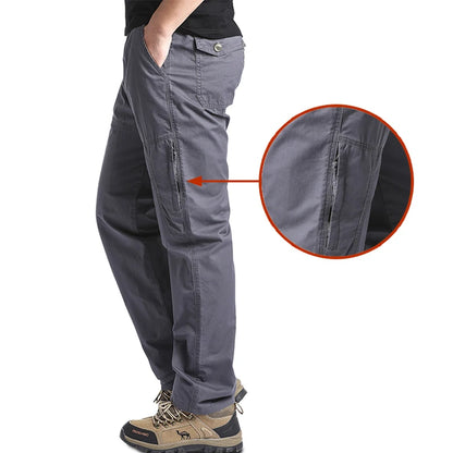 Pantalones cargo de algodón de alta calidad para hombre, pantalones tácticos informales con múltiples bolsillos para primavera y otoño, para acampar al aire libre, senderismo y trabajo.