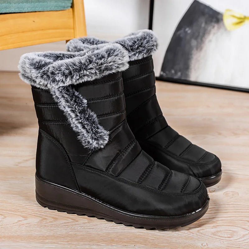Botas de nieve para mujer, zapatos sólidos para mujer, zapatos impermeables para mujer, botines nuevos, botas planas para mujer, zapatos de invierno para mujer, botas