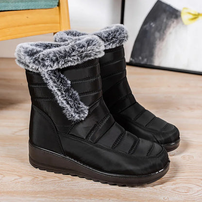 Botas de nieve para mujer, zapatos sólidos para mujer, zapatos impermeables para mujer, botines nuevos, botas planas para mujer, zapatos de invierno para mujer, botas