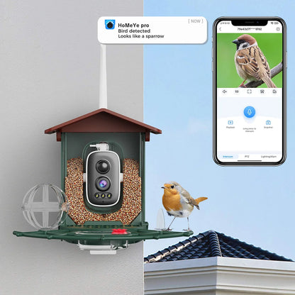 Cámara para comedero de pájaros 4MP 2K HD, captura de vídeo de aves, WiFi, alimentación solar, visión nocturna, observación de aves, alertas instantáneas