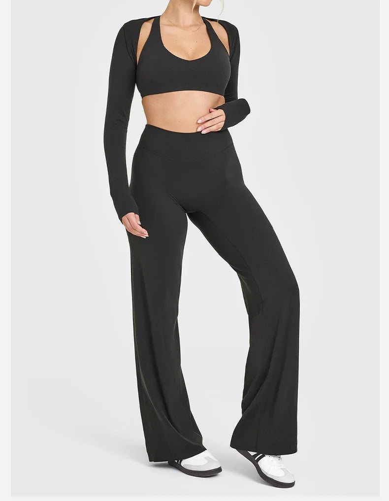 Pantalones deportivos rectos para mujer, sin la incomodidad de los pantalones de pierna ancha, ideales para yoga, ropa de fitness transpirable, pantalones casuales versátiles.