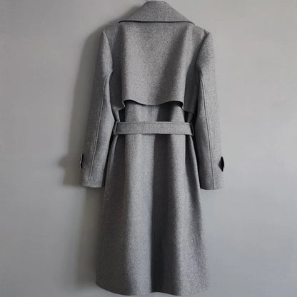 Gabardina cruzada de otoño para hombre, mezcla de lana de invierno, de alta calidad, a la moda, con cremallera, informal, ajustada, de color liso.