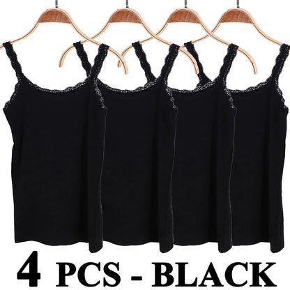 Camisola sexy de algodón suave para mujer, sin mangas, de encaje, ajustada, informal, corta, con encanto, ideal como regalo