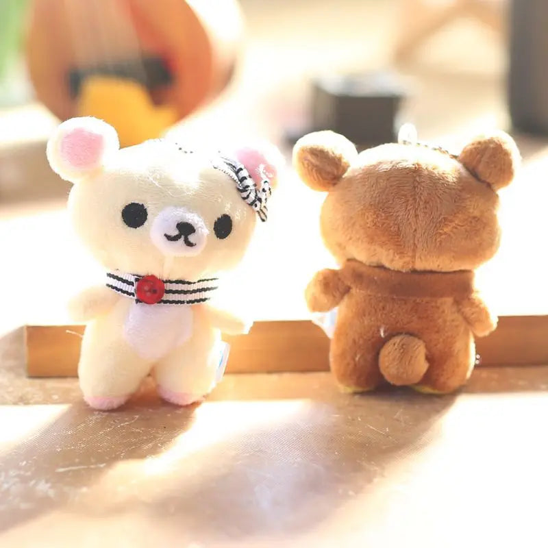 Llavero de peluche de Rilakkuma, accesorio de mochila suave con colgante, regalo de cumpleaños para niña y niño.