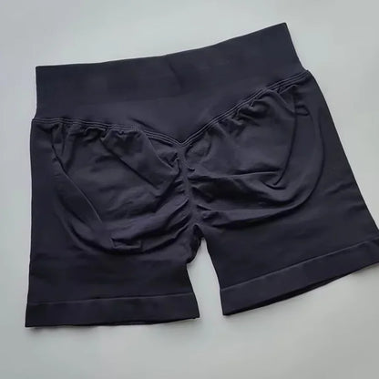 Pantalones cortos deportivos de impacto para mujer, cintura baja acanalada, sin costuras, ajustados, para entrenamiento, gimnasio, pantalones cortos elásticos para correr con cintura alta