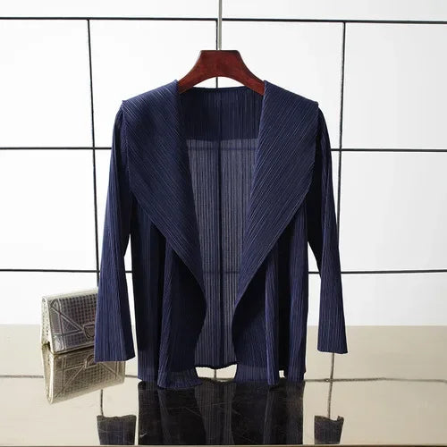 ALSEY Miyake - Cárdigan plisado de color liso para mujer, camiseta de verano, nuevas camisas y blusas holgadas, ropa estética holgada