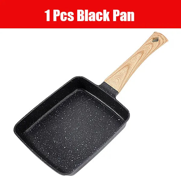 Sartén antiadherente para tamagoyaki, tortilla japonesa, huevos, rectangular, con mango desmontable anti-escaldaduras, apta para todo tipo de estufas.