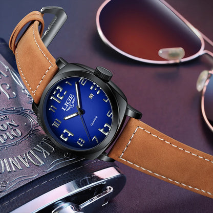 Reloj de hombre LIGE 2025, moda, negocios, casual, cuarzo, resistente al agua 30M, luminoso, fecha, lujo, relojes de pulsera, Reloj Hombre.