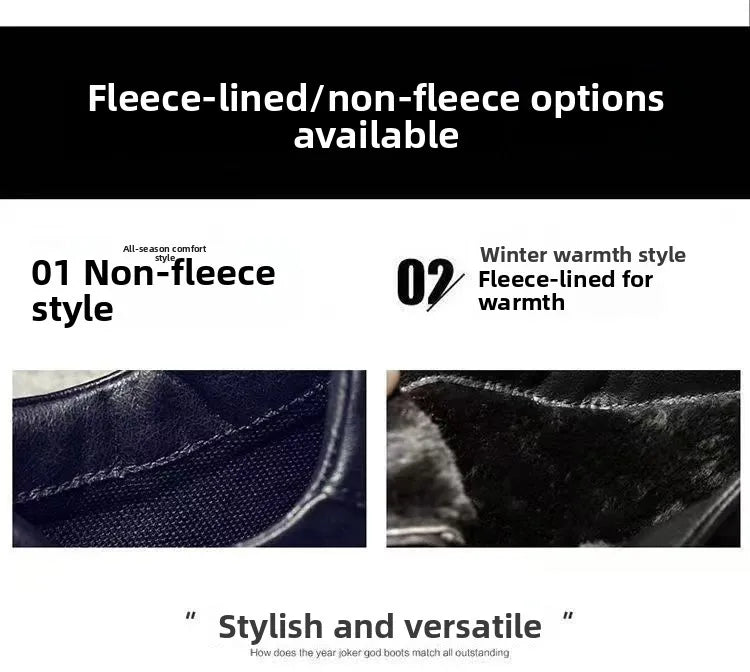 Botas de hombre de piel suave con forro interior, informales, para otoño e invierno, de alta calidad, versátiles, cómodas y que combinan con todo.