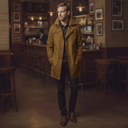 Chaqueta de algodón de hombre, entallada, con cuello de muesca y un solo botón, estilo gabardina, ideal para la oficina o para un look casual de negocios.