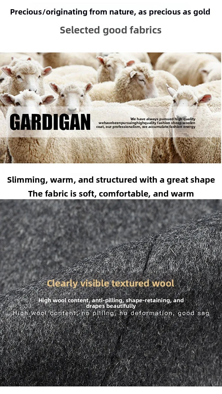 Abrigo de lana de invierno COMXZ 2025 para hombre, estilo retro, grueso, de cachemir, ropa urbana coreana, ligero, de lujo, con mezcla de lana.