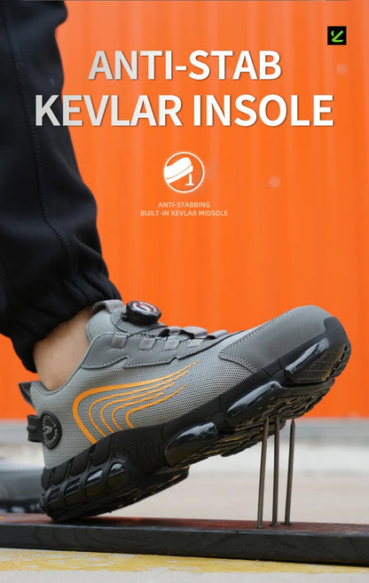 Summer Work Safety Protection Shoes Air Cushion Breathable Safety Shoes Anti-stabbing -smash Lightweight Sports Shoes For Men