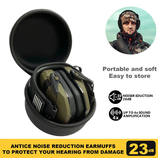 Orejeras tácticas de caza activa con estuche para disparar, protección auditiva electrónica, auriculares de caza con reducción de ruido