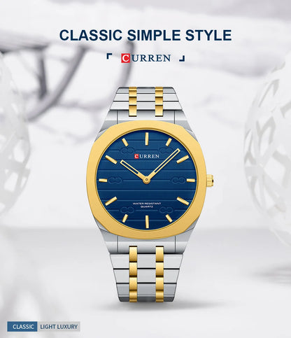 Reloj de cuarzo fino de la marca de moda CURREN, relojes de pulsera sencillos y personalizados con esfera de 38 mm resistente al agua