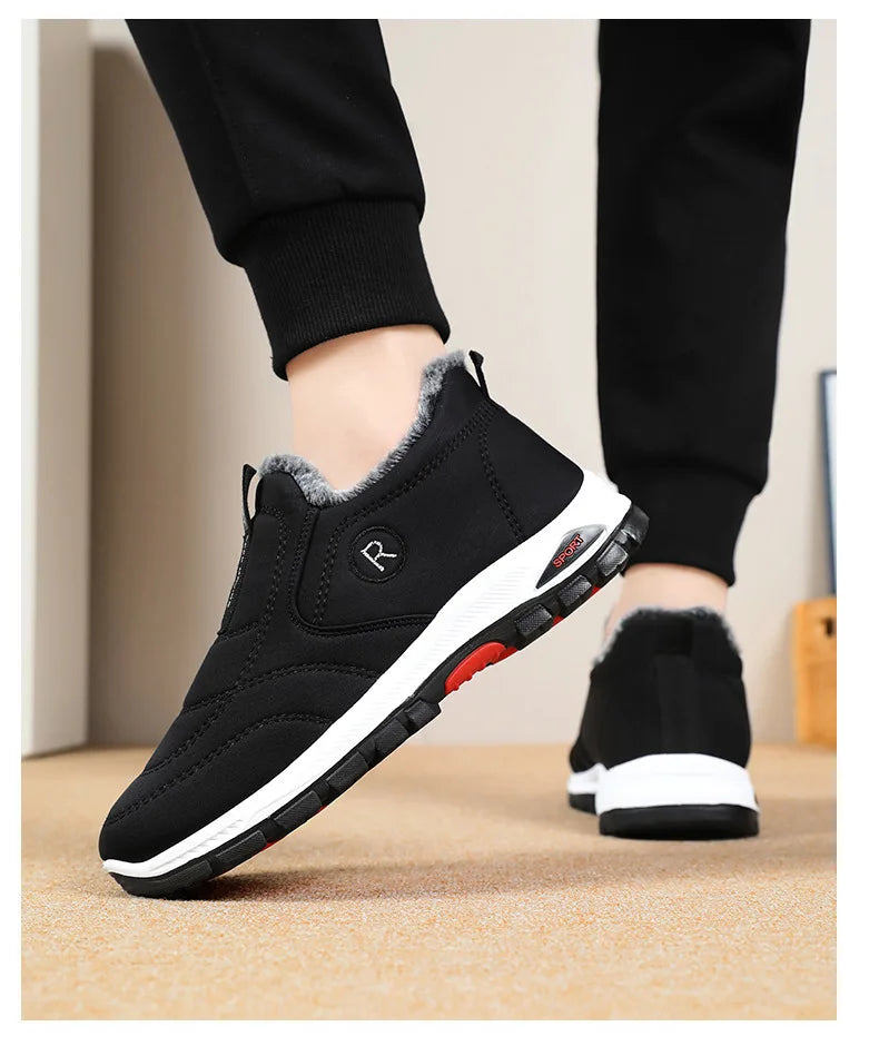 Zapatillas de deporte para hombre, botines de nieve de algodón cálido, zapatos casuales, zapatos de diseñador, botas de nieve impermeables, envío gratuito.