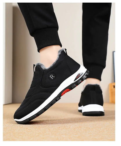 Zapatillas de deporte para hombre, botines de nieve de algodón cálido, zapatos casuales, zapatos de diseñador, botas de nieve impermeables, envío gratuito.