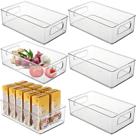 1/2/3 contenedores transparentes para despensa con asas, organizadores apilables para refrigerador, contenedores organizadores para gabinetes o refrigeradores