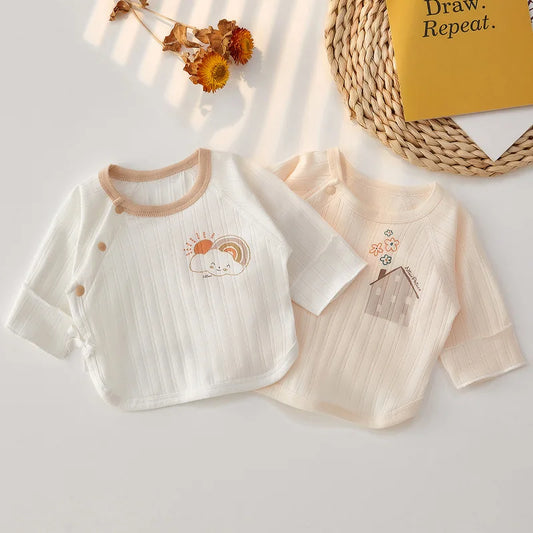 Ropa de verano para bebé recién nacido (2025): camiseta de algodón transpirable con media espalda para bebé de 0 a 3 meses.