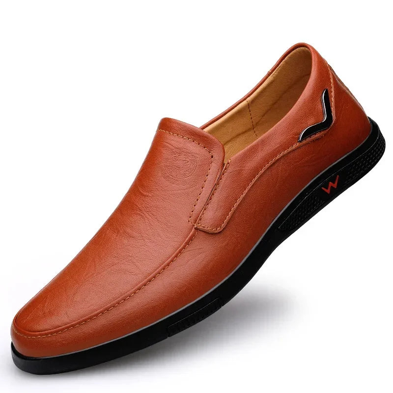 Zapatos de hombre hechos a mano, zapatos de cuero para negocios, mocasines con suela de goma, zapatos casuales sin cordones para hombre, zapatos de oficina para trabajo, zapatos de vestir planos negros.