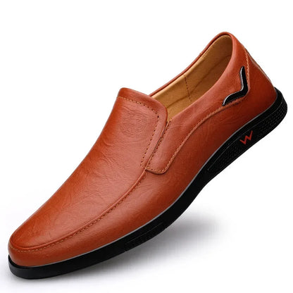 Zapatos de hombre hechos a mano, zapatos de cuero para negocios, mocasines con suela de goma, zapatos casuales sin cordones para hombre, zapatos de oficina para trabajo, zapatos de vestir planos negros.