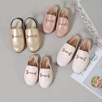 Zapatos para niños, sandalias negras para exteriores, zapatillas para niñas pequeñas, zapatos planos suaves de marca, sandalias de princesa, zapatos sin cordones de verano