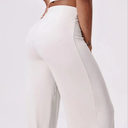 Pantalones de yoga deportivos, finos, transpirables, de pierna ancha, holgados, acampanados, para correr al aire libre, rectos, para mujer.