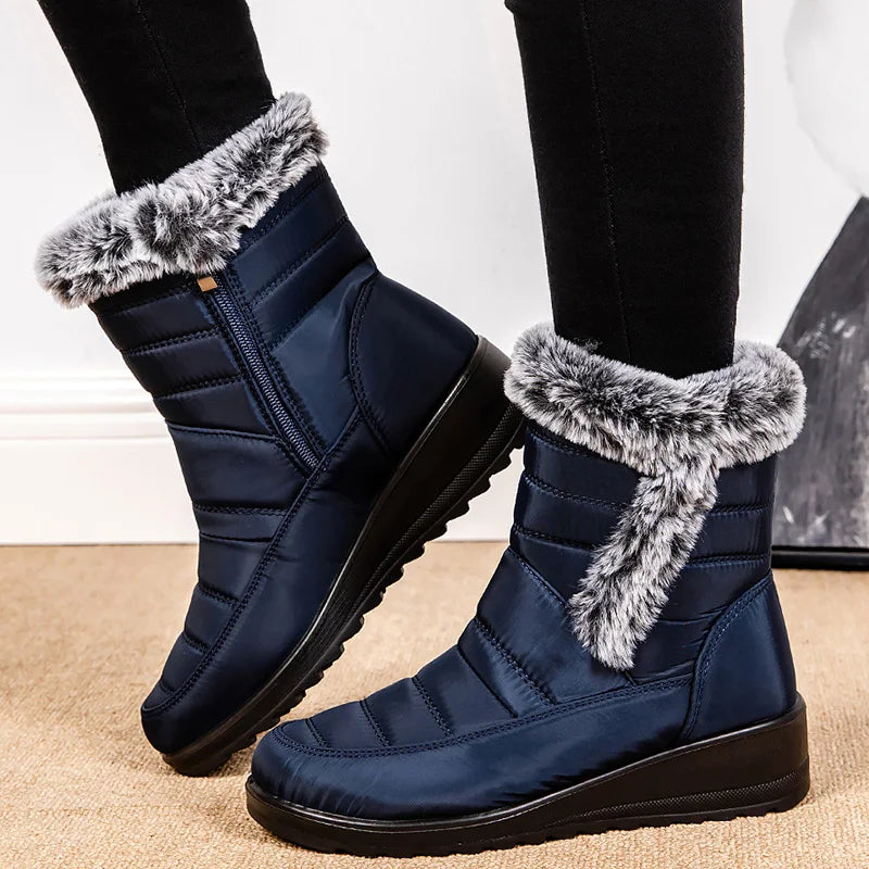 Botas de nieve para mujer, zapatos sólidos para mujer, zapatos impermeables para mujer, botines nuevos, botas planas para mujer, zapatos de invierno para mujer, botas